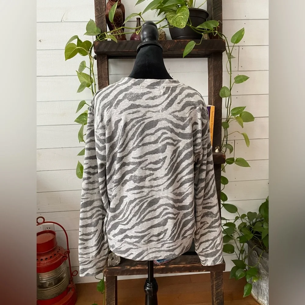 Knox Rose: Gray Zebra Print Sweatshirt with Twist Front